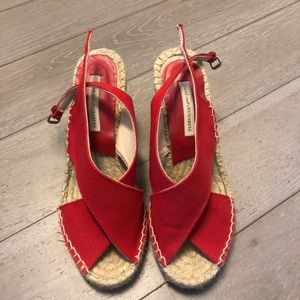 Beautiful DVF Red Espadrille Wedges